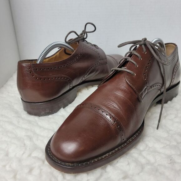 Bruno Magli Talbot Men\'s oxford Shoes Size 10 M Brown Cap Toe Brogues Shoes